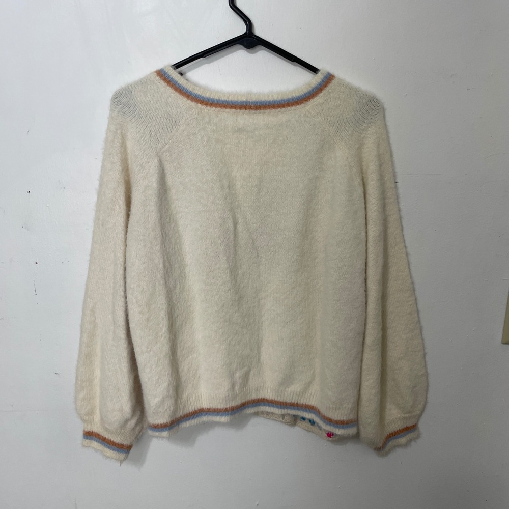 Umgee USA Womens Small Granny Square Crochet Cardigan Fuzzy Knit Cream - Picture 5 of 6